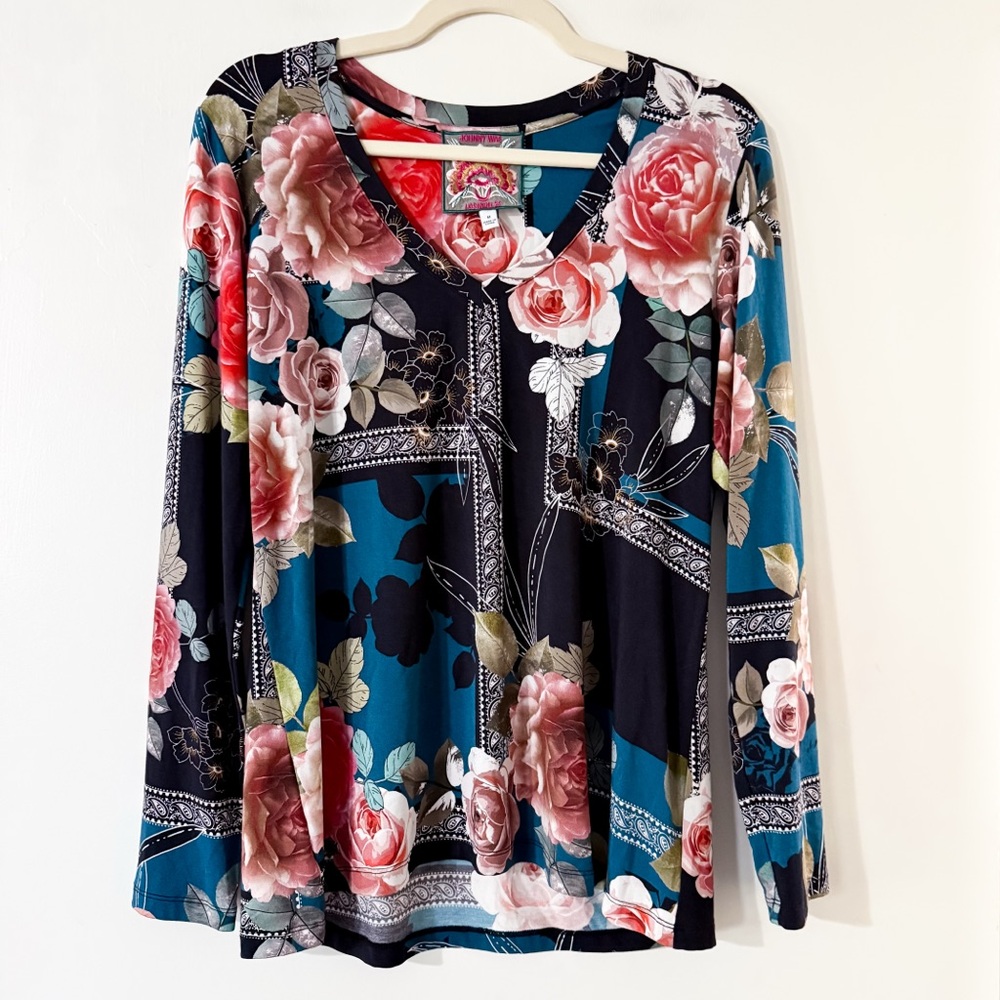 Johnny Was Rosabel Blouse Favorite Long Sleeve T Shirt Floral Size Medium - Picture 3 of 9